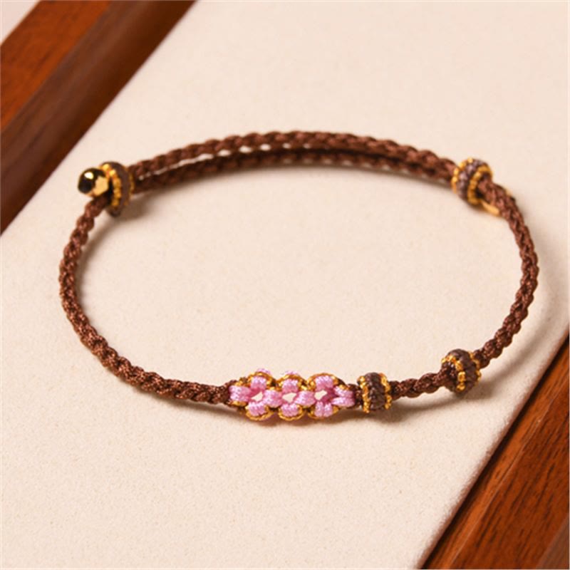 Fortune Jewel Handmade Peach Blossom Protection Braided Rope Bracelet