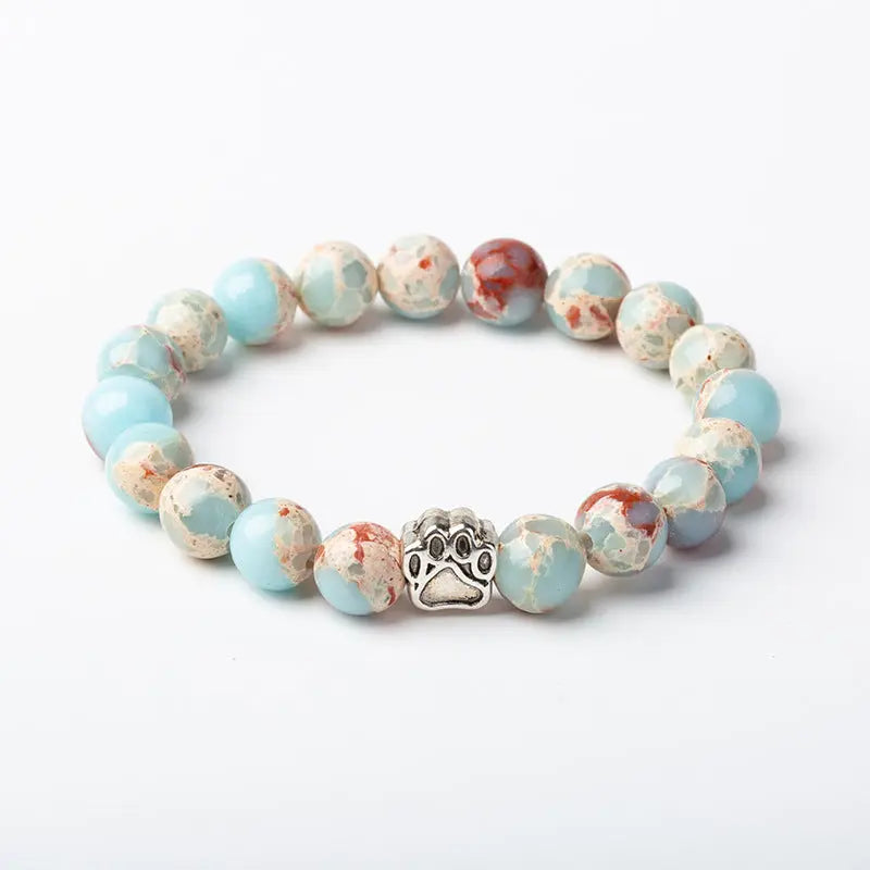 Indian Agate Green Agate Dog Paw Positive Calm Bracelet Fortune Jewel