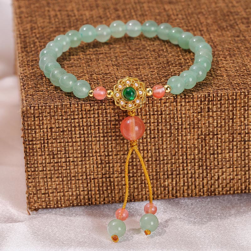 Fortune Jewel Green Aventurine Luck Bead Tassel Bracelet