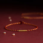 Fortune Jewel 14K Gold Plated Handmade Red Gold Rope King Kong Knot Braided Luck Bracelet