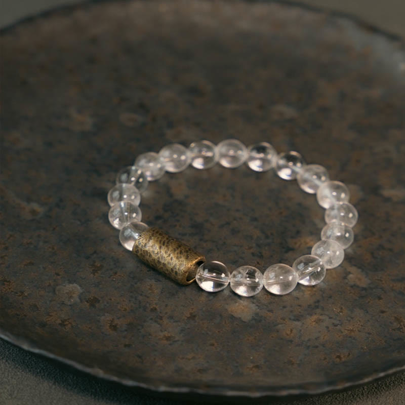 Fortune Jewel White Crystal Red Hematoid Quartz Gold Rutilated Quartz Purple Phantom Protection Bracelet
