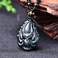 Fortune Jewel Natural Rainbow Obsidian Nine Tailed Fox Inner Peace Necklace Beaded String Pendant
