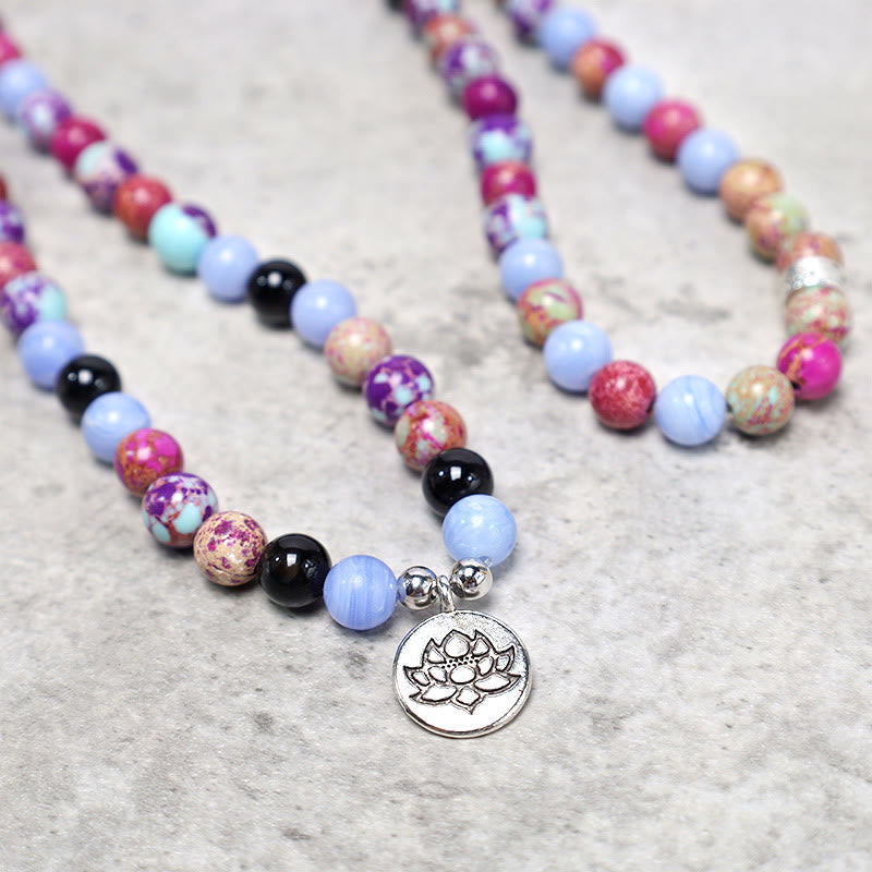 Fortune Jewel Natural Purple Miano Real Stone Lotus Mala