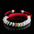 Fortune Jewel Round Jade Lucky Red String Weave Bracelet