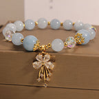 Fortune Jewel Aquamarine Pink Crystal Healing Zircon Butterfly Charm Bracelet