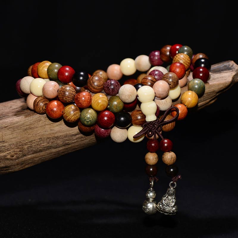 Fortune Jewel  108 Beads Wenge Wood Mala Blessing Meditation Bracelet