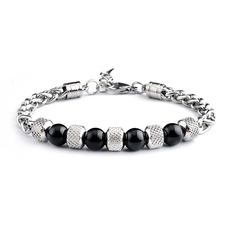 Fortune Jewel Black Onyx Tiger Eye Bead Courage Bracelet