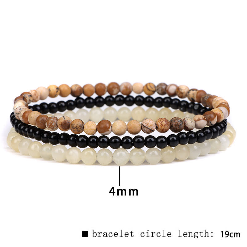 Fortune Jewel 3Pcs Natural Crystal Stone Inner Peace Spiritual Bracelet