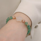 Fortune Jewel Natural Green Strawberry Quartz Chalcedony Flower Gratitude Bracelet