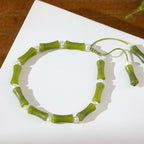 Fortune Jewel Natural Peridot Bamboo Pattern Love Peace Bracelet