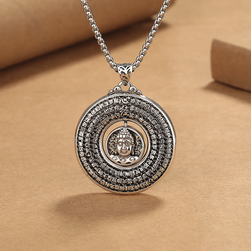 Fortune Jewel Heart Sutra Buddha Carved Peace Buckle Design Serenity Rotatable Necklace Pendant Fortune Jewel