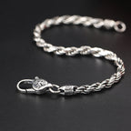 Fortune Jewel 925 Sterling Silver Tibet Om Mani Padme Hum Double Dorje Vajra Twisted Design Peace Love Bracelet