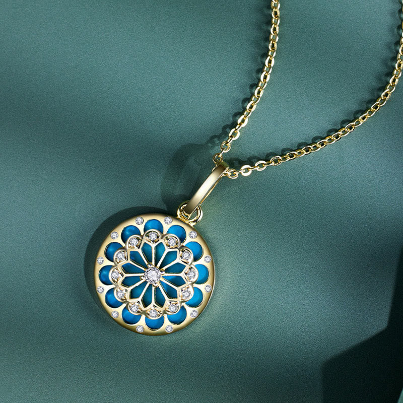 Fortune Jewel 925 Sterling Silver Round Turquoise Zircon Protection Strength Necklace Pendant - Fortune Jewel