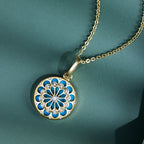 Fortune Jewel 925 Sterling Silver Round Turquoise Zircon Protection Strength Necklace Pendant - Fortune Jewel