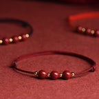 Fortune Jewel Natural Lucky Cinnabar Bead Blessing String Bracelet Anklet