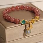 Fortune Jewel Natural Strawberry Quartz Crystal Aquamarine Fortune Brand Love Bracelet