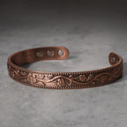 Fortune Jewel Floral Magnetic Copper Adjustable Cuff Bracelet Bangle