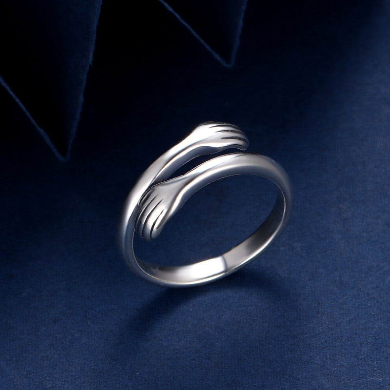 Fortune Jewel 925 Sterling Silver Love Hug Thumb Ring
