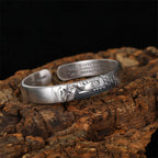 Fortune Jewel 999 Sterling Silver Buddha Head Heart Sutra Serenity Bracelet Bangle