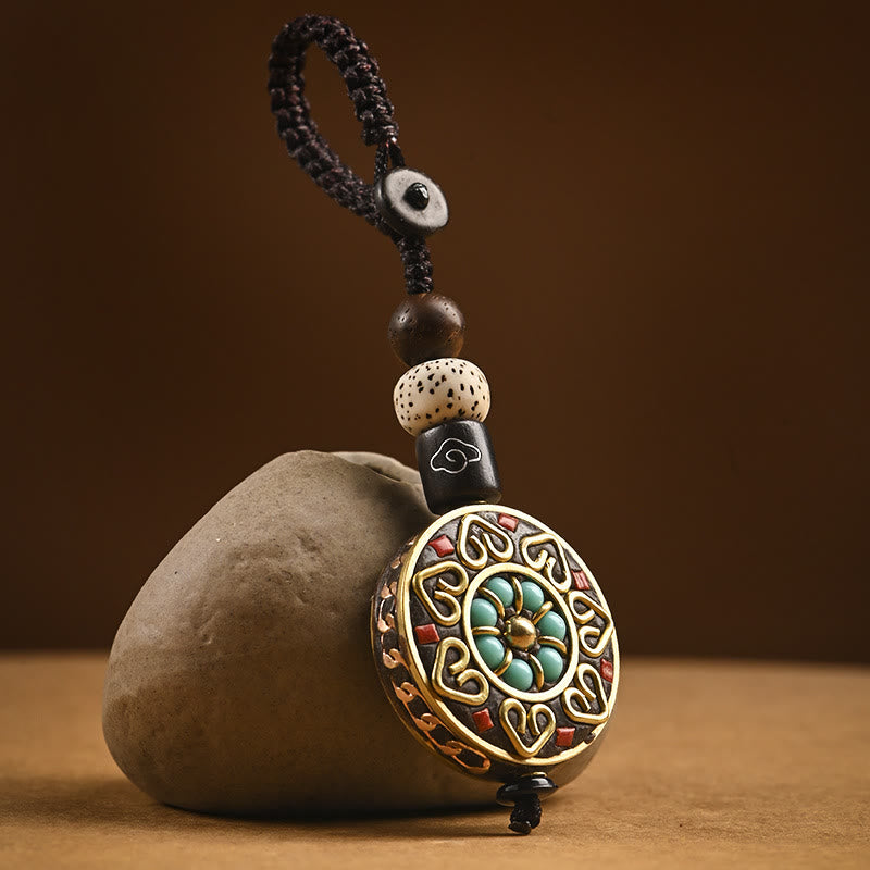 Fortune Jewel Tibetan Om Mani Padme Hum Bodhi Seed Peace Key Chain