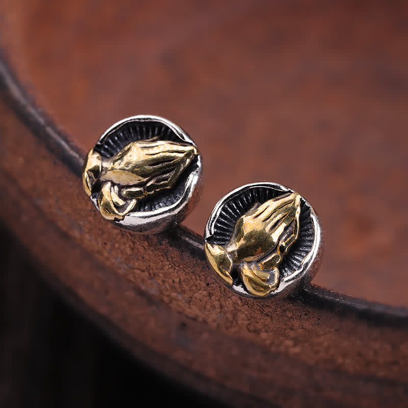 Buddha Stones 925 Sterling Silver Namaste Equality Stud Earrings