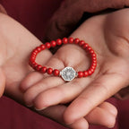 Fortune Jewel 925 Sterling Silver Yin Yang Bagua Symbol Cinnabar String Concentration Bracelet