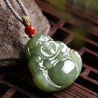Fortune Jewel Laughing Buddha Hetian Jade Abundance Necklace String Pendant Fortune Jewel
