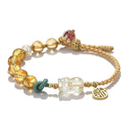 Fortune Jewel Citrine PiXiu Fu Character Prosperity String Braided Bracelet