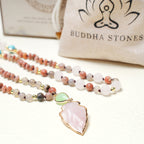 Fortune Jewel Natural Rose Quartz Crystal Stone Healing Arrowhead Necklace Pendant