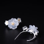 Fortune Jewel 925 Sterling Silver Plum Blossom Floral Blessing Earrings