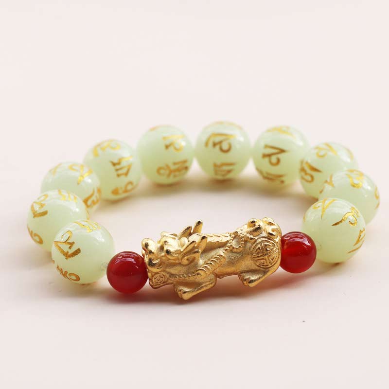 Fortune Jewel FengShui Lucky Pixiu Glowstone Wealth Bracelet
