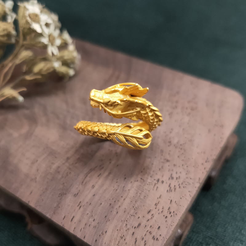 Fortune Jewel Golden Dragon Success Strength Ring Fortune Jewel
