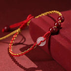 Fortune Jewel Natural Cinnabar Jade Peace Buckle Blessing Bracelet