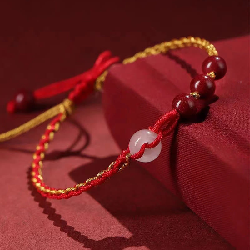 Fortune Jewel Natural Cinnabar Jade Peace Buckle Blessing Bracelet