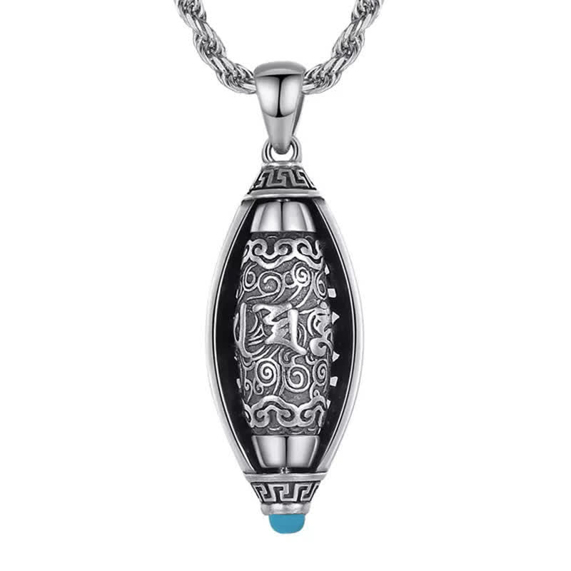 Fortune Jewel Tibet Om Mani Padme Hum Protection Necklace Rotatable Pendant
