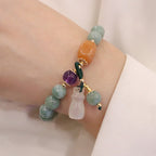 Fortune Jewel Cyan Jade Lotus Pumpkin Wish Peace Buckle Amethyst Crystal Healing Bracelet
