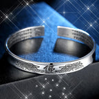 Fortune Jewel Heart Sutra Mantra Lotus Peace Copper Cuff Bracelet Bangle Fortune Jewel