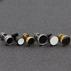 Fortune Jewel Cool Men Titanium Steel Balance Round Stud Earrings