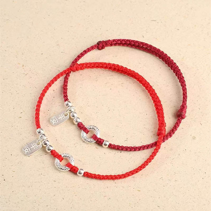 Fortune Jewel 925 Sterling Silver Auspicious Clouds Peace Buckle Safe And Sound Bracelet Anklet