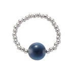 Fortune Jewel 925 Sterling Silver Blue Candy Agate Healing Bead Ring