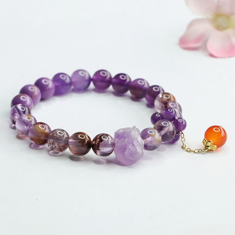 Fortune Jewel Natural Amethyst Purple Phantom Gemstone Spiritual Awareness Bracelet