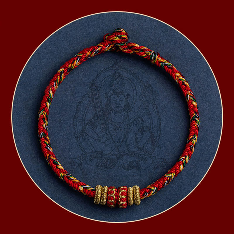 Fortune Jewel Tibet Handmade Chinese Zodiac Natal Buddha Luck Strength Braided String Bracelet