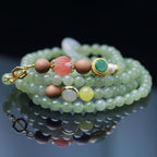 Fortune Jewel Natural Hetian Jade Amber Lotus Red Agate Luck Abundance Bracelet