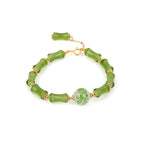 Fortune Jewel Green Bamboo Pattern Liuli Crystal Moss Agate Wealth Chain Bracelet