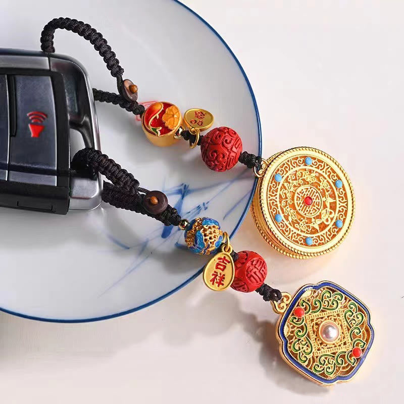 Fortune Jewel Fu Character Blessing Ruyi Charm Key Chain