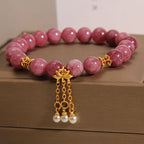 Fortune Jewel Pink Tourmaline Lotus Flower Positive Bracelet