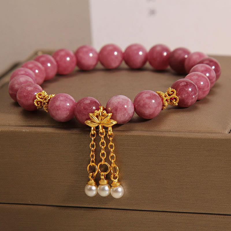 Fortune Jewel Pink Tourmaline Lotus Flower Positive Bracelet