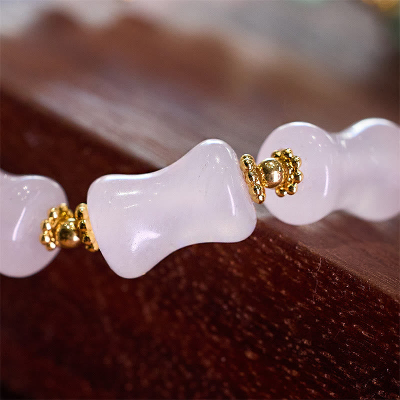 Fortune Jewel Natural White Golden Silk Jade Bamboo Pattern Wealth Lucky Bag Fu Character Bracelet