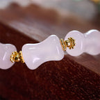 Fortune Jewel Natural White Golden Silk Jade Bamboo Pattern Wealth Lucky Bag Fu Character Bracelet