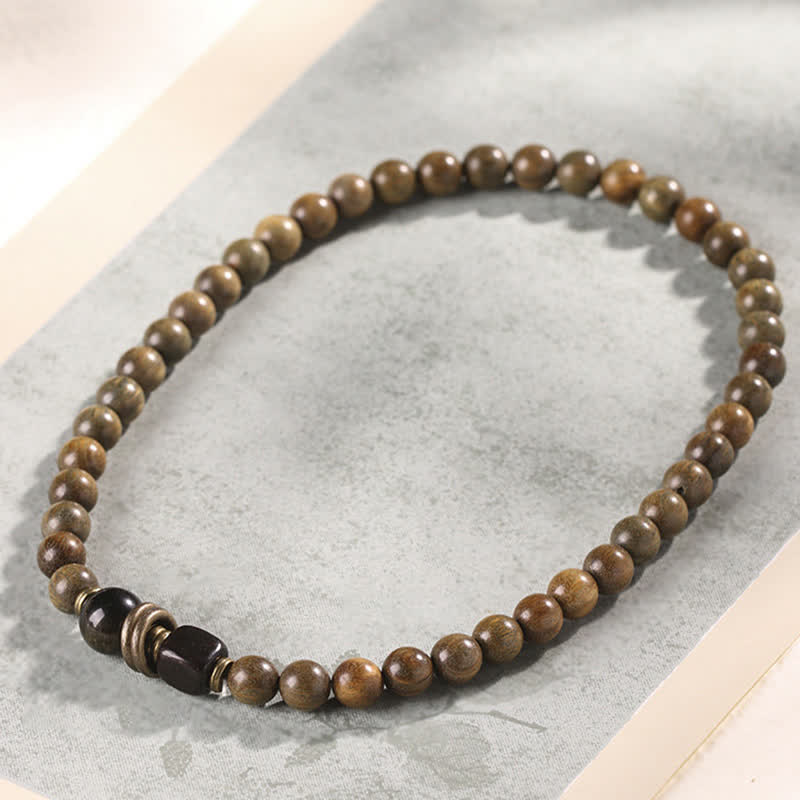 Fortune Jewel Tibetan Green Sandalwood Crystal Soothing Peace Bracelet
